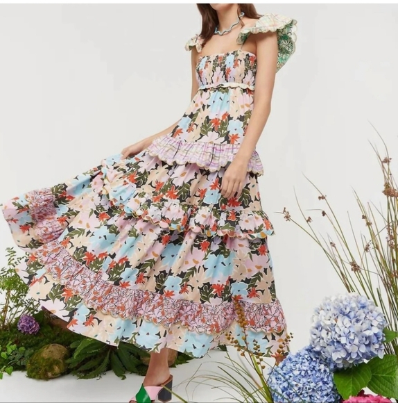 Celia B Flutter Sleeve Maxi Dress Size XL - Picture 2 of 4
